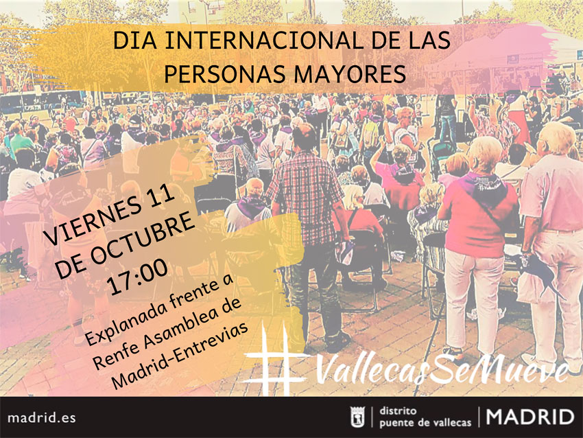 Presentación de los programas Hogar y Café y Cuidamos Contigo en la celebración del Día Internacional de las Personas Mayores en Vallecas. 11/10/2019