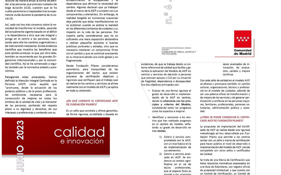 Artículo sobre el Certificado AICP de Fundación Pilares