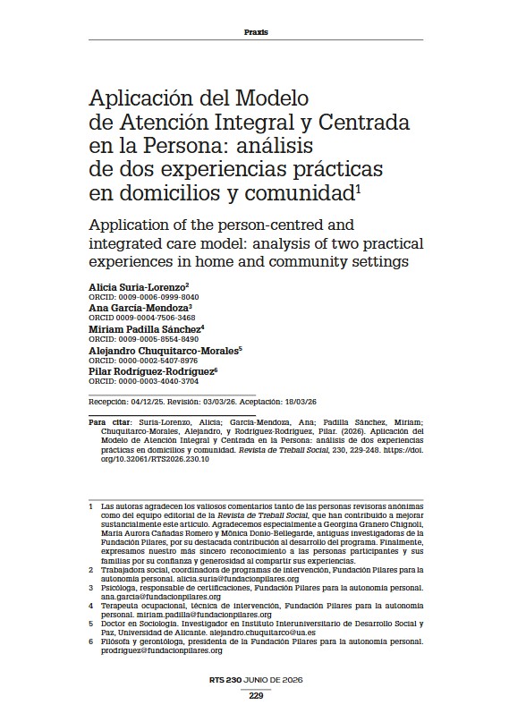 Aplicación del Modelo de Atención Integral y Centrada en la Persona: análisis de dos experiencias prácticas en domicilios y comunidad Portada 2